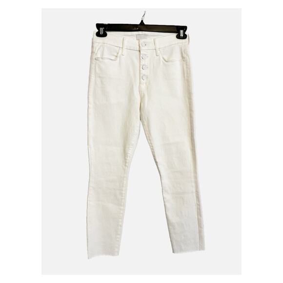 Mother Pixie Ankle Fray Skinny High Rise Jeans Fairest of Them All White Size 27 - Picture 2 of 10